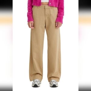 LEVI'S | Women's Khaki Brown Mid Rise Straight Leg  Baggy Trouser Pants